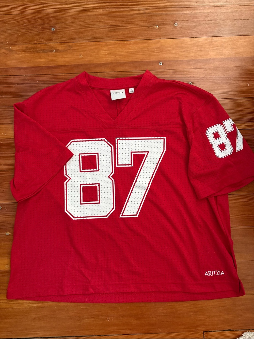 Aritzia Red Jersey Tee with White 87